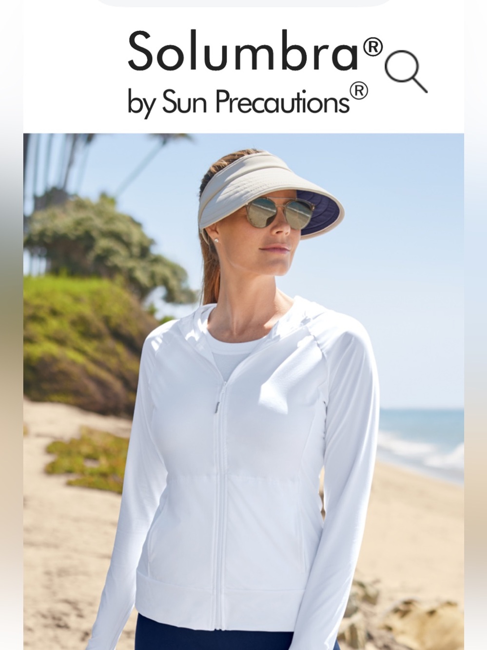 Solumbra Women's White Zip Sun Jacket